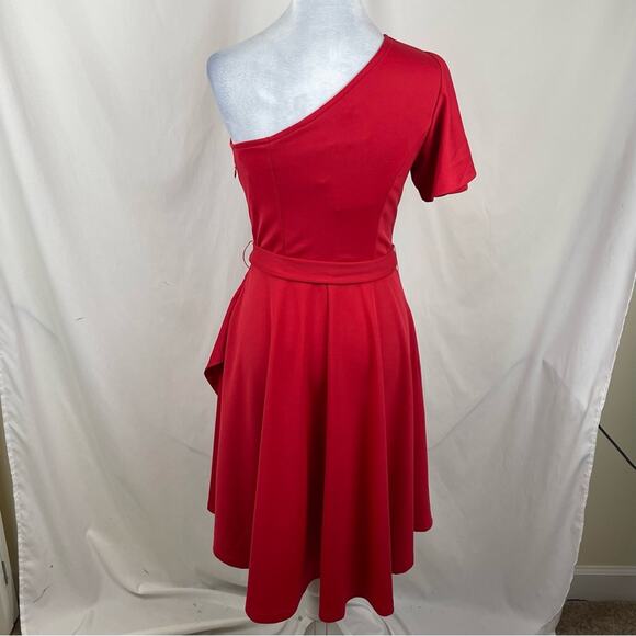 Grace Karin Red One Shoulder Feminine Date Party Event Dress NWT Size S - Picture 5 of 13